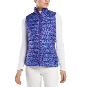 NEW G/FORE floral print quilted puffer golf vest in violet